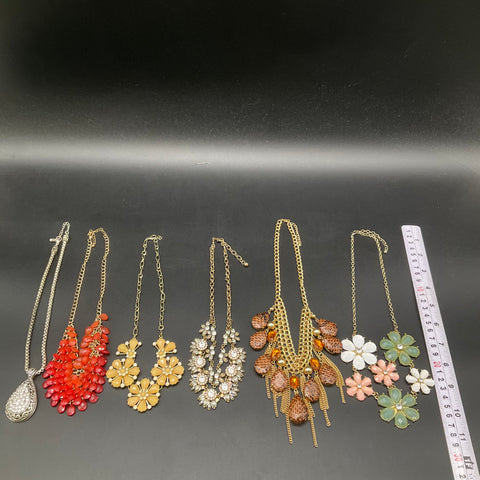 Statement Bib Necklace Lot of 6 Floral Rhinestone Leopard Print Gold Silver