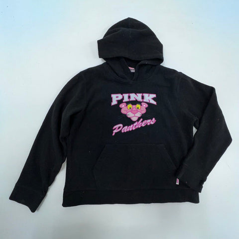 Vintage Y2K Pink Panther Women's Fleece Hoodie Black Embroidered Pullover XL