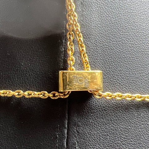 Touchstone Crystal Gold Plate Circle Pendant Necklace 23.95g