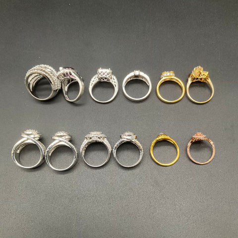 Fashion Statement Rings Lot of 12 Costume Jewelry Gold & Silver Tone Rhinestone