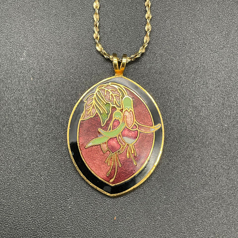 Vintage Cloisonne Enamel Jewelry Lot Floral Butterfly Necklace Earrings 5pc