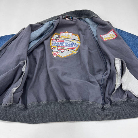Vintage 1996 Rod & Custom AmeriCruise Tour Denim Varsity Jacket Made USA Sz XL
