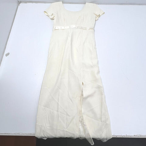 Vintage Y2K Jeffrey & Dara Cream Lattice Back Maxi Evening Gown Dress Womens 8