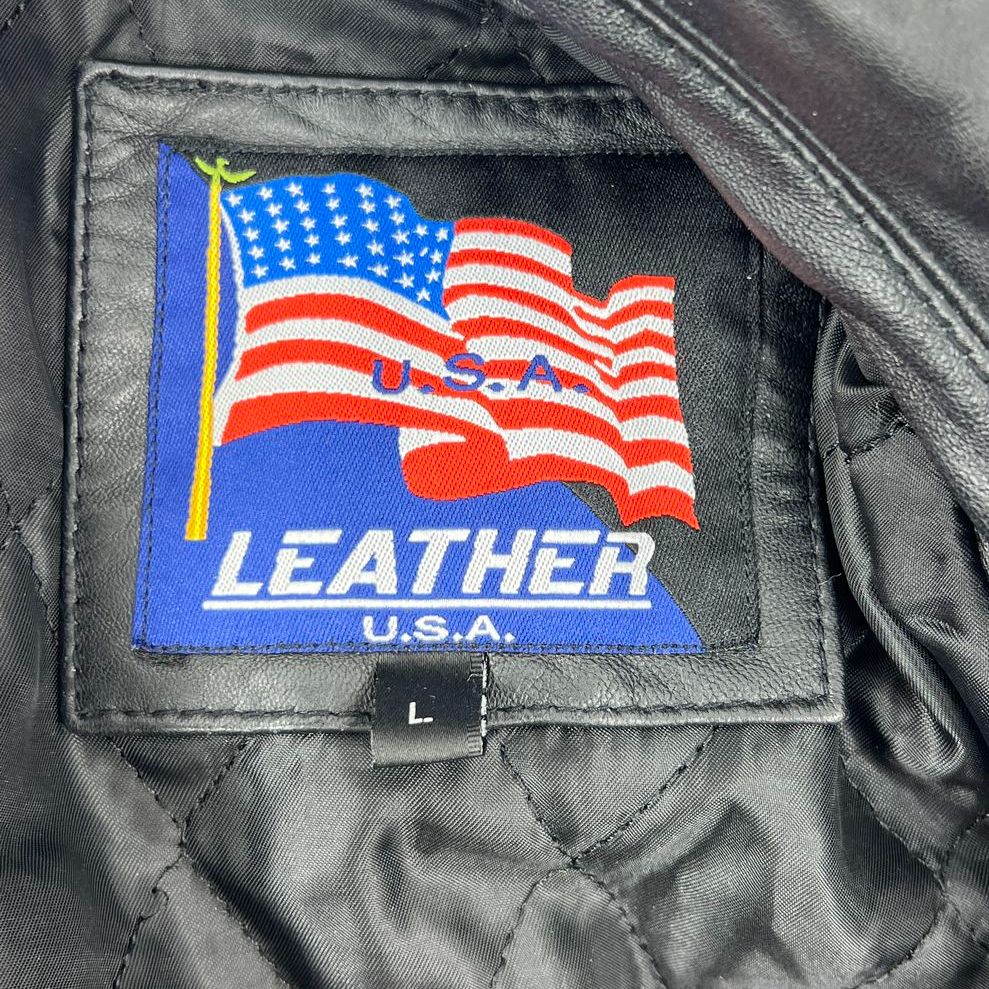 Vintage 90s Leather USA Black Genuine Leather Bomber Jacket Men's Size L