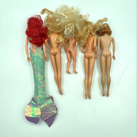 Mattel Barbie Doll Lot Mixed 5 Pieces Vintage Mermaid Ariel Small Child Doll