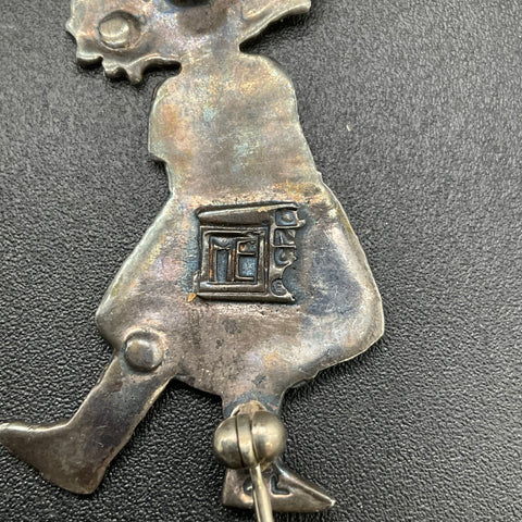 Vintage Mary Engelbreit Sterling Silver 925 Girl Pin Folk Art Brooch