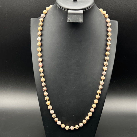 Vintage Leopard Jasper Stone Beaded Opera Length Necklace Approx 32"