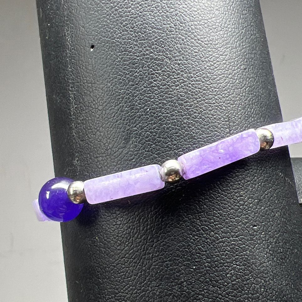 Amethyst Stone Beaded Stretch Bracelet