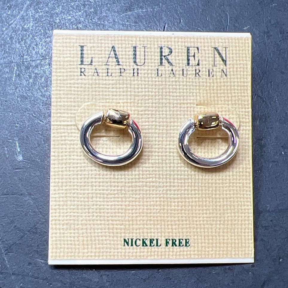 Ralph Lauren Silver and Gold Tone Oval Knocker Earrings