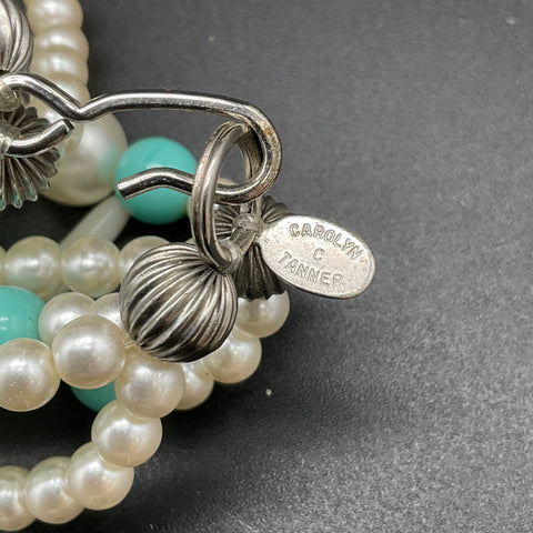 Vintage Carolyn Tanner Multi-Strand Jewelry Lot of 2 Faux Pearl Turquoise
