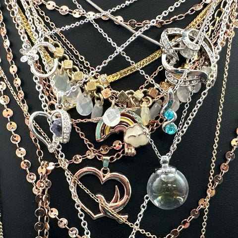 Boho Contemporary Necklace Lot Tree of Life Heart Charms Gold Silver Tone 12pc