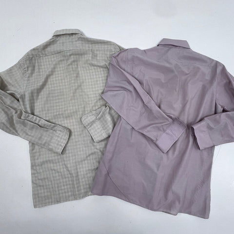 Vintage 90s Pierre Cardin Men's Lot of 2 Shirts Gray Mauve Sz 15.5 16