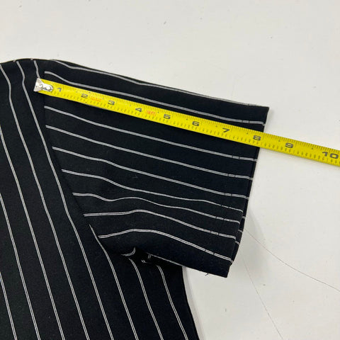 Mauvais Men's Black Pinstripe Quarter Zip Stretch Polo Shirt Size S