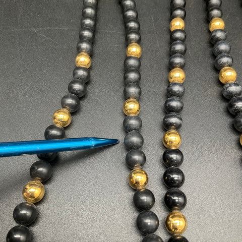 Vintage Napier Black & Gold Tone Graduated Beaded Necklace Jewelry Lot of 3