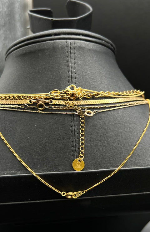EVRY Gold Tone Chain Necklaces Paperclip Herringbone Curb 444 Jewelry Lot of 10