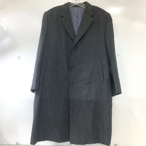 Vintage Handmade Men's Gray Heavy Wool Overcoat Lined Size 48 50s 60s Look