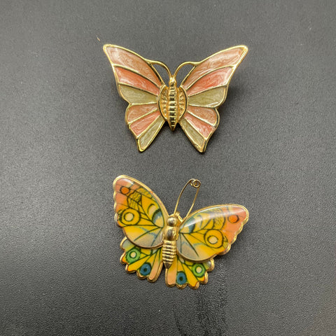 Vintage Sarah Coventry Enamel Butterfly Brooches and Stick Pin Jewelry Lot of 5
