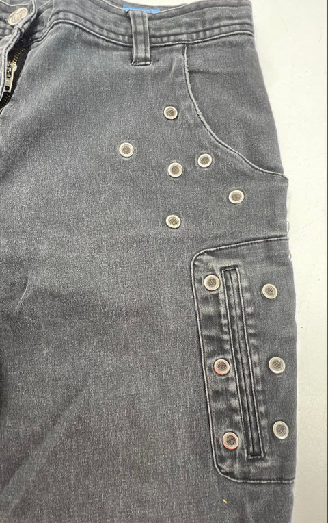 Vintage Y2K Disney Mickey Mouse Women's Faded Black Mesh Grommet Jeans Size 4