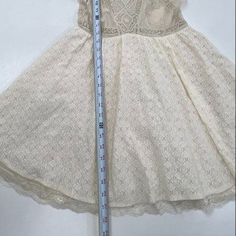 Free People Hooked On You Ivory Lace Fit & Flare Mini Dress NWT Size 4