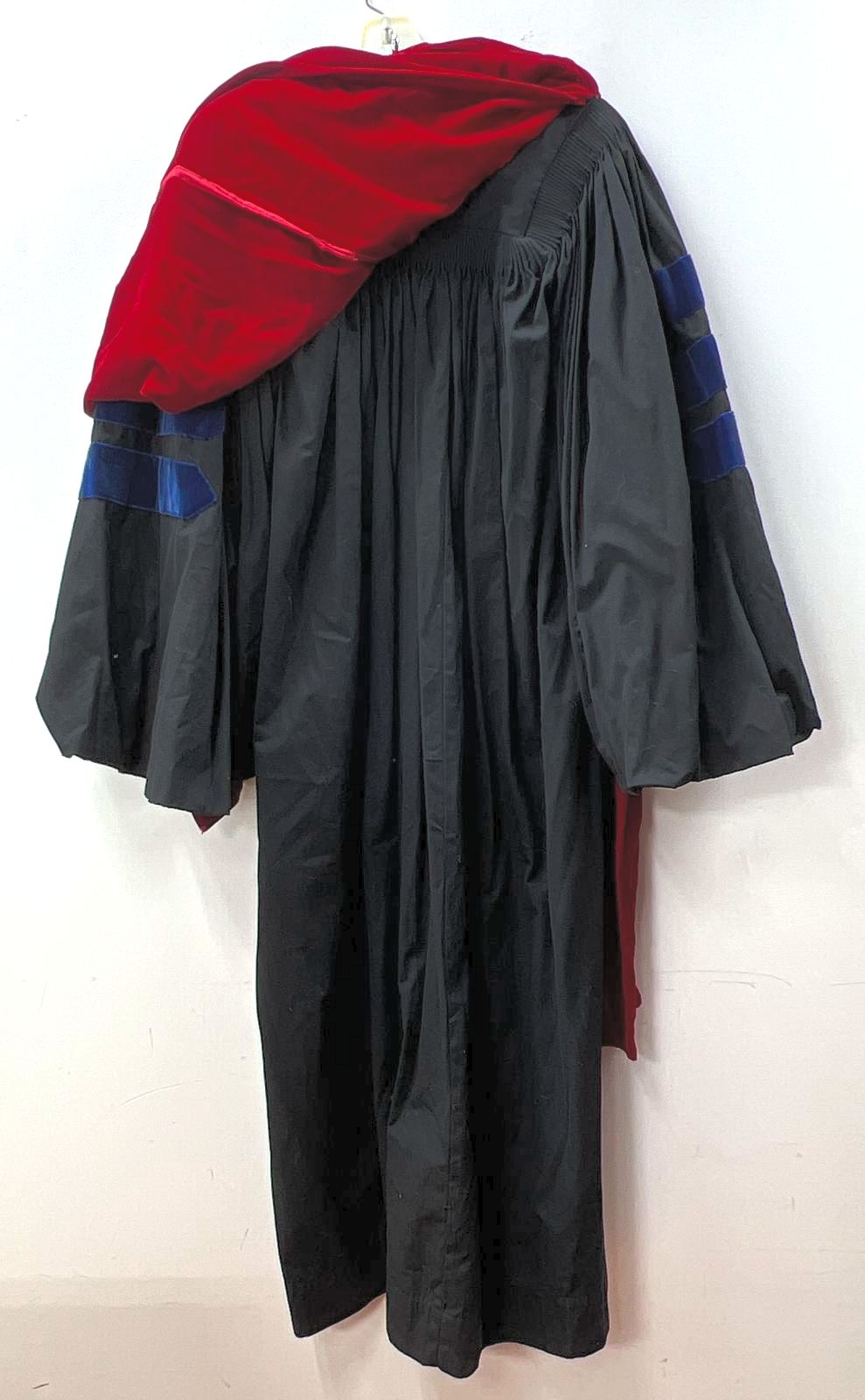 Vintage Black Red Blue Velvet Doctoral Academic Gown Professor Robe Regalia