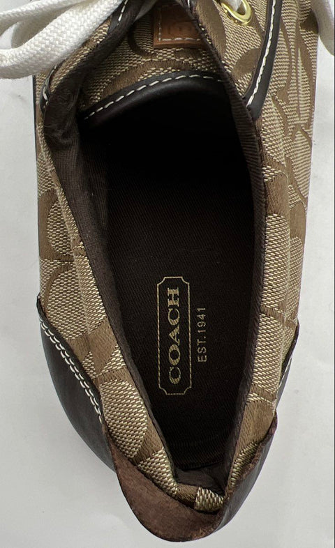 Coach Barrett Signature Brown Jacquard Canvas Sneakers Women's Size 11B