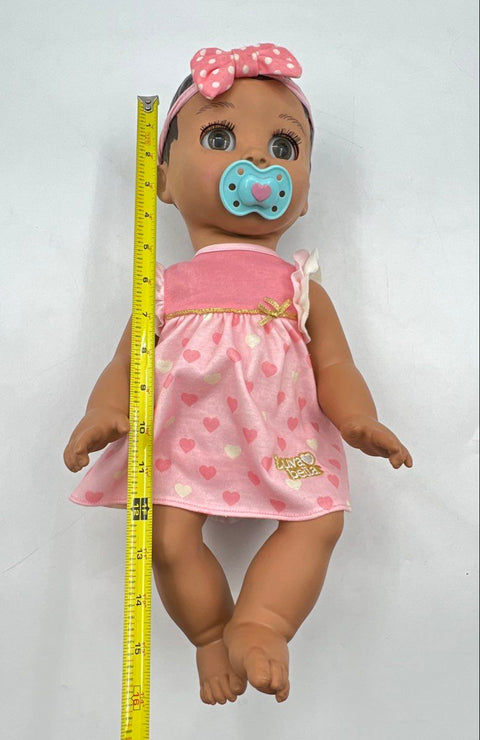 Spin Master Luvabella Interactive Baby Doll Pink Heart Dress Brown Hair