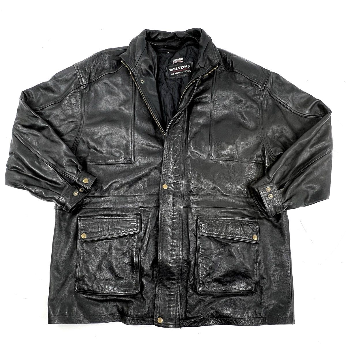 Vintage 90s Wilsons Leather Thinsulate Padded Field Jacket Black