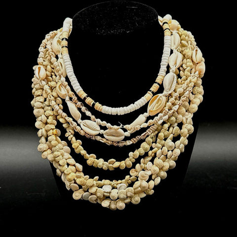 Vintage to Modern Shell Necklace Jewelry Lot Boho Beach Cowrie Puka 8+ Pieces