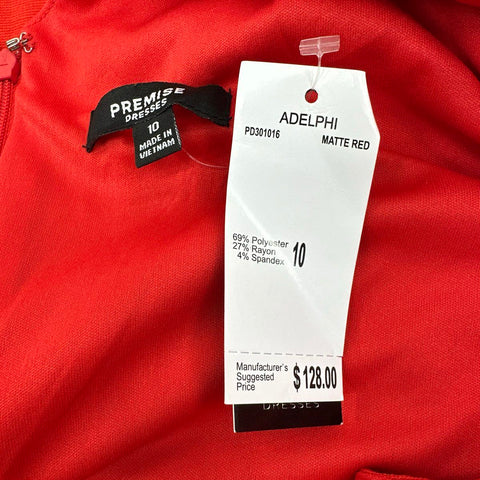 Premise Women's Adelphi Sheath Dress Matte Red Sleeveless V-Neck NWT Size 10