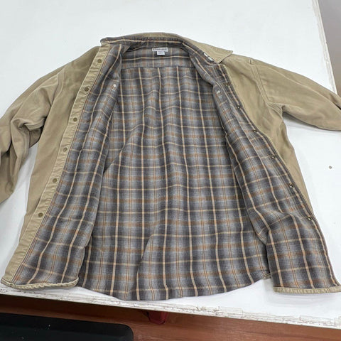 Carhartt Men's Tan Flannel Lined Canvas Shirt Jacket Workwear Size XL