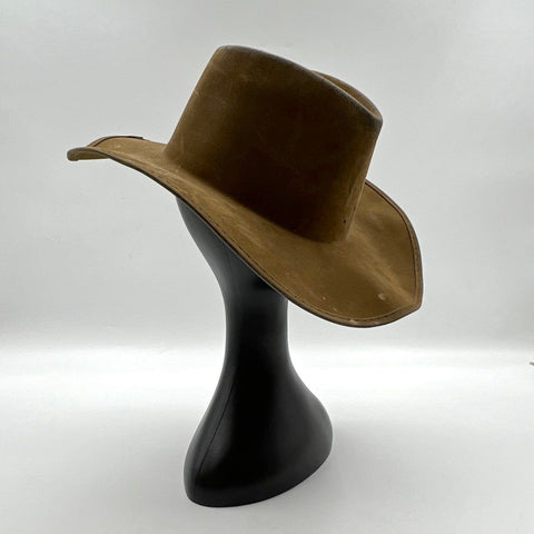 Vintage 80s Brown Suede Western Cowboy Hat Wide Brim Cattleman Sz M