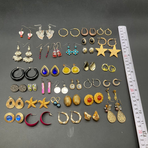 Fashion Jewelry Earrings Lot 32 Pairs Vintage to Modern Hoops Studs Dangles
