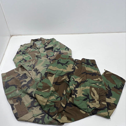 US Military Men's Woodland Camo BDU Lot 3pc Jacket Pants USAF Patches Size M L