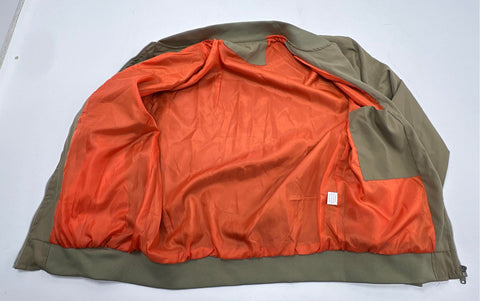 Adidas Men's Olive Green Orange Striped Trim Bomber Zip Up Track Jacket