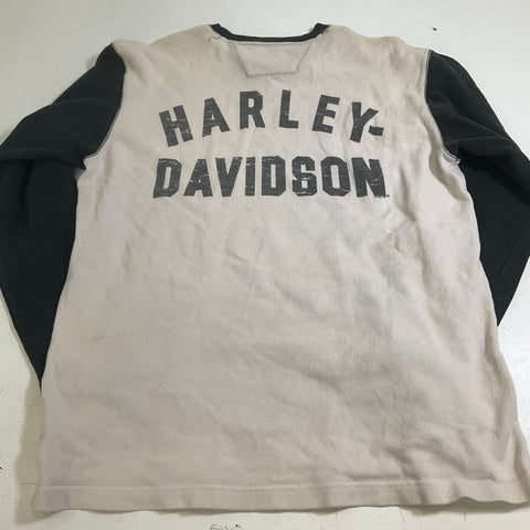 Vintage 2001 Harley-Davidson Waffle Thermal Crewneck Shirt Made in USA Sz M