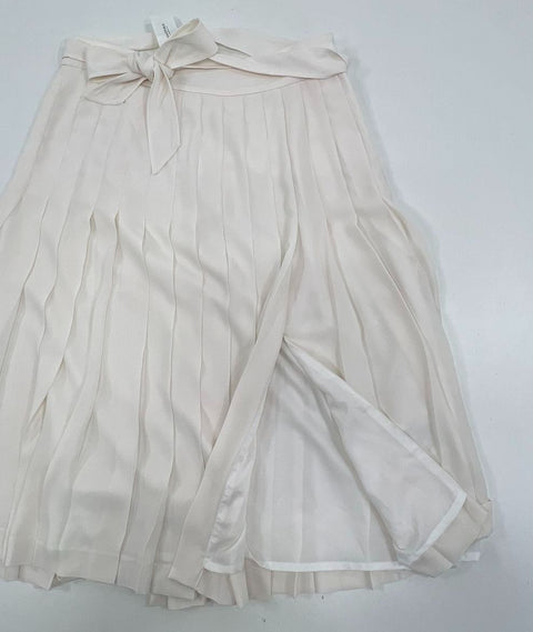 NWT Banana Republic Ivory Pleated Tie Waist Midi Skirt Women's Size 12