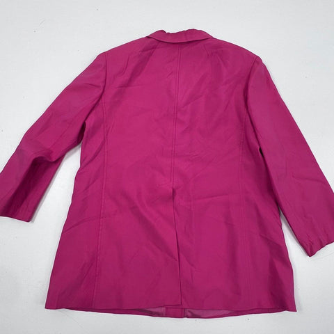 Vintage 90s Marisa Minicucci Women's Pink Silk Blend Button Front Jacket Sz 14