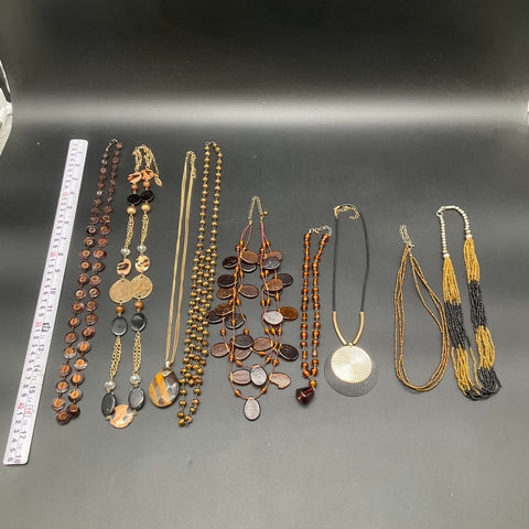 Vintage to Modern Costume Jewelry Lot 0.8 Lbs Statement Necklaces Beaded 9 Pc