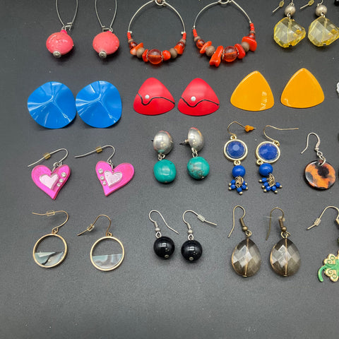 Vintage and Modern Fashion Jewelry Earrings Lot of 31 Pairs Dangle Stud Hoop