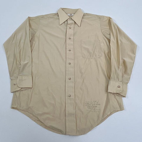 Vintage Men's Van Heusen Van Q Tan Nylon Long Sleeve Button Up Shirt Size 16/33