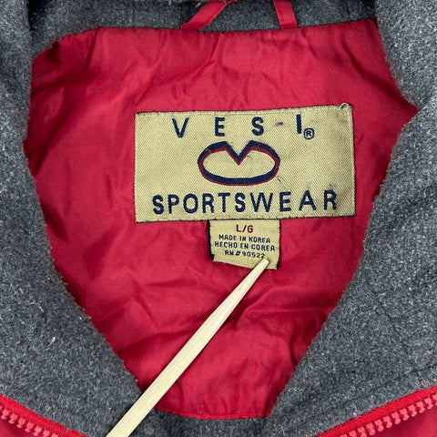 Vintage 90s Vesi Nebraska Huskers Red Embroidered Hooded Windbreaker Mens L