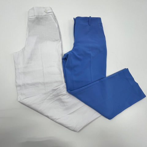 Lot of 2 Talbots NWT Blue Southampton & White Linen Blend Curvy Pants Women's
