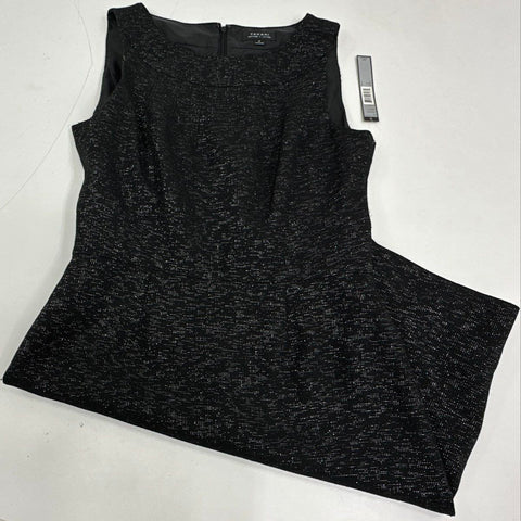 Tahari Women's Black Gold Metallic Textured Sleeveless Sheath Dress Sz 8 NWT