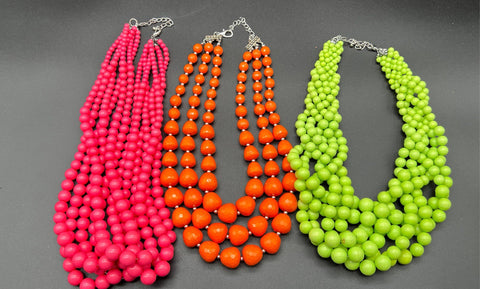12pc Chunky Statement Jewelry Lot Tropical Beaded Necklaces Earrings Brooch