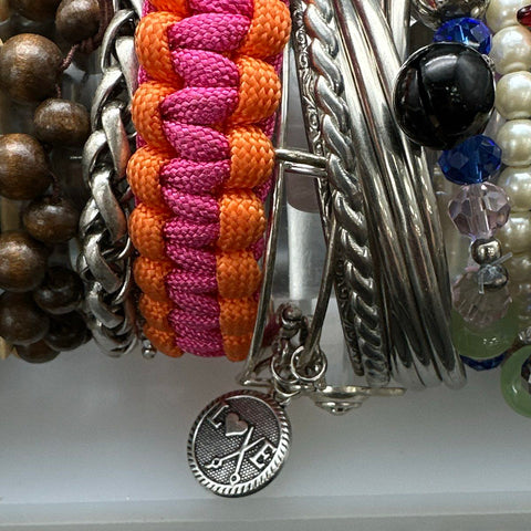 Mixed Costume Jewelry Bracelet Lot 22 Pieces Beaded Bangle Leather Paracord
