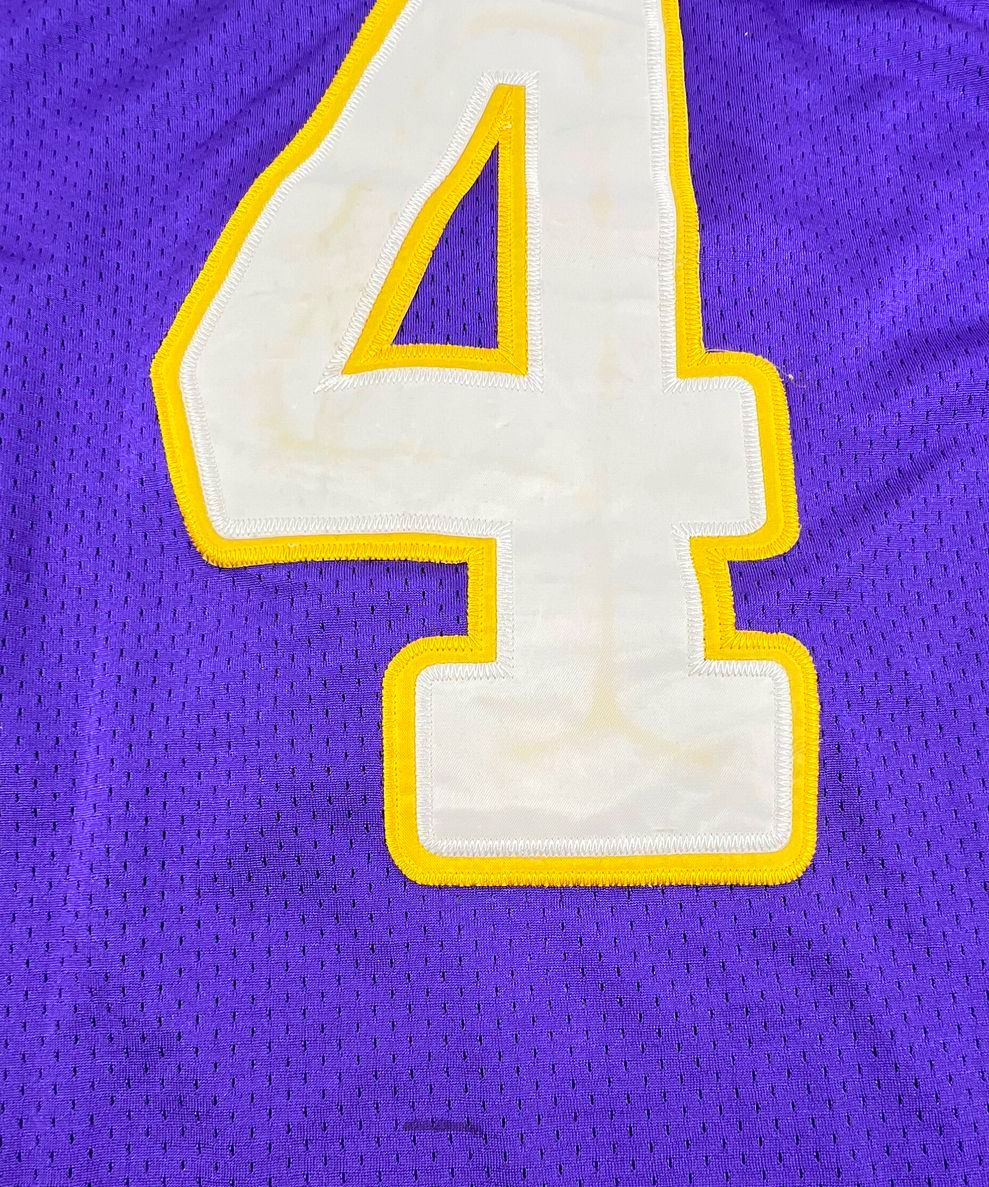 Men's Reebok NFL Short Sleeve Purple Brett Favre 44 Sports Jersey - Size 50