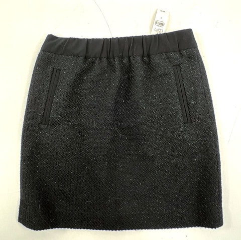 NWT Loft Black Sparkle Tweed Metallic Pull On Mini Skirt Women's S