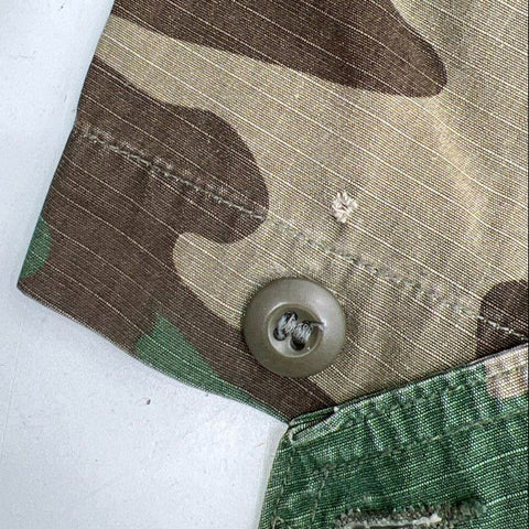 Vintage Military Woodland Camo Ripstop BDU Combat Jacket Shirt Men's Large Long