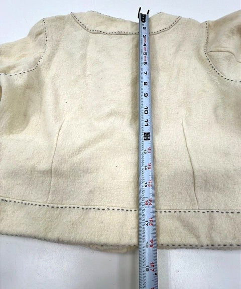 Vintage Pamela Dennis Private Client Women's Cream Wool Cropped Jacket Sz M