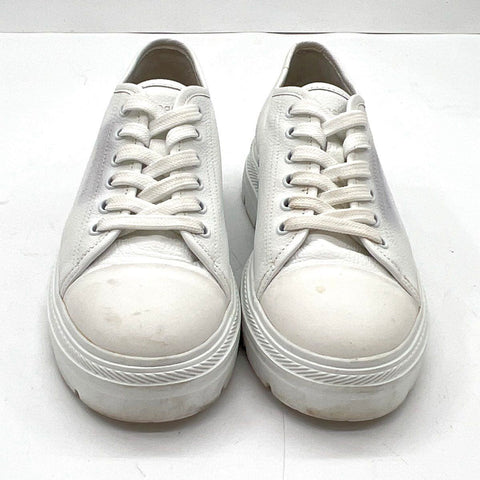 Woolrich White Pebbled Leather Platform Sneakers VI-LITE Sole Size 8.5